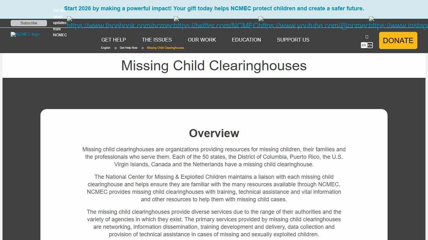 Missing Child Clearinghouses